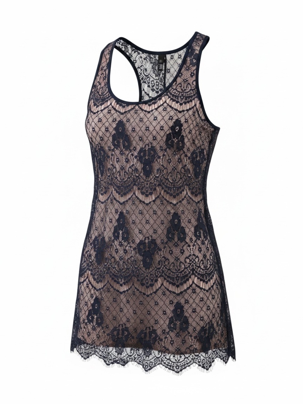 Maurices Navy Lace Overlay Tank Top with Cream Lining